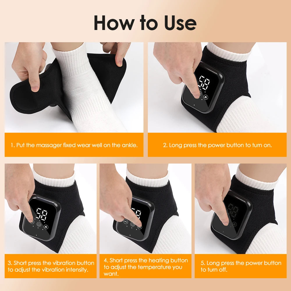 🔥 Heated Ankle Massager Wrap – Vibration & Heat Therapy for Pain Relief