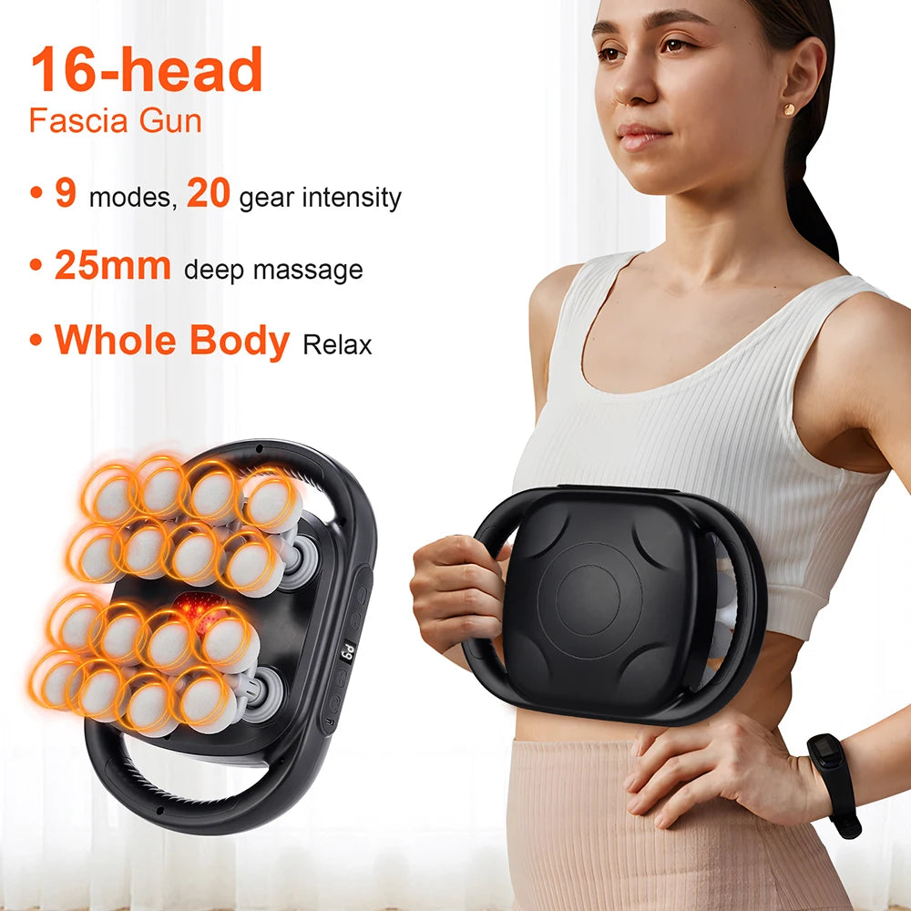 PowerPro 16-Head Deep Tissue Massage Gun – Full Body Pain Relief & Muscle Recovery