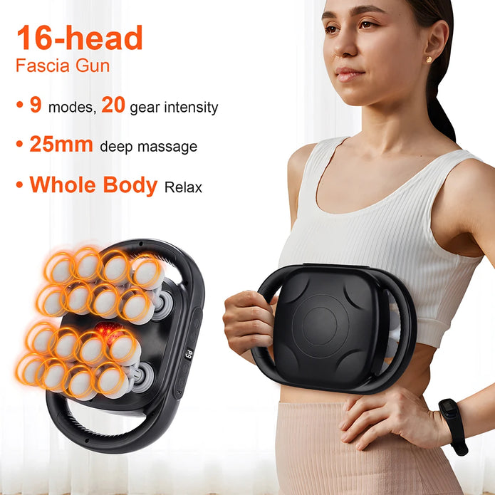 PowerPro 16-Head Deep Tissue Massage Gun – Full Body Pain Relief & Muscle Recovery