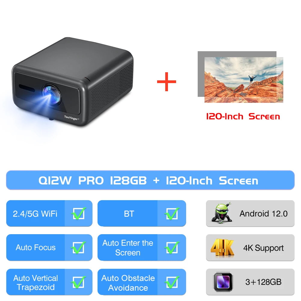Touyinger Q12W Pro 4K 1080P Projector