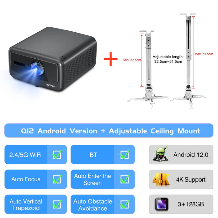 Touyinger Q12W Pro 4K 1080P Projector