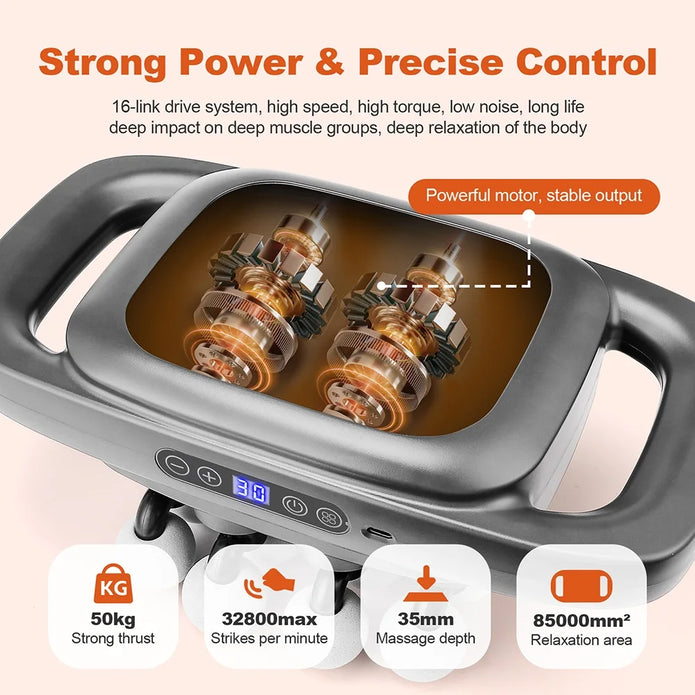PowerPro 16-Head Deep Tissue Massage Gun – Full Body Pain Relief & Muscle Recovery
