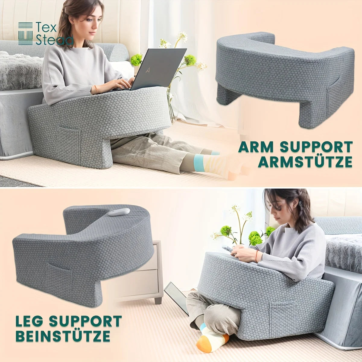 Oversized Memory Foam Support Cushion with Removable Washable Cover