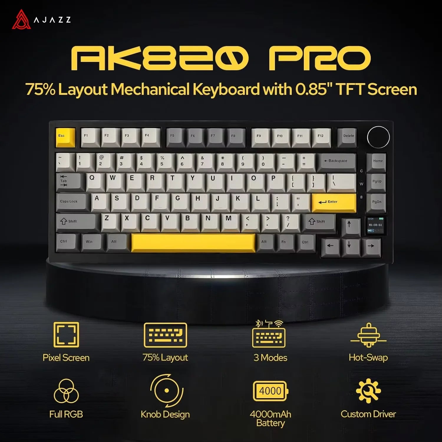 CineGo x Ajazz AK820 Pro – Wireless RGB Mechanical Keyboard