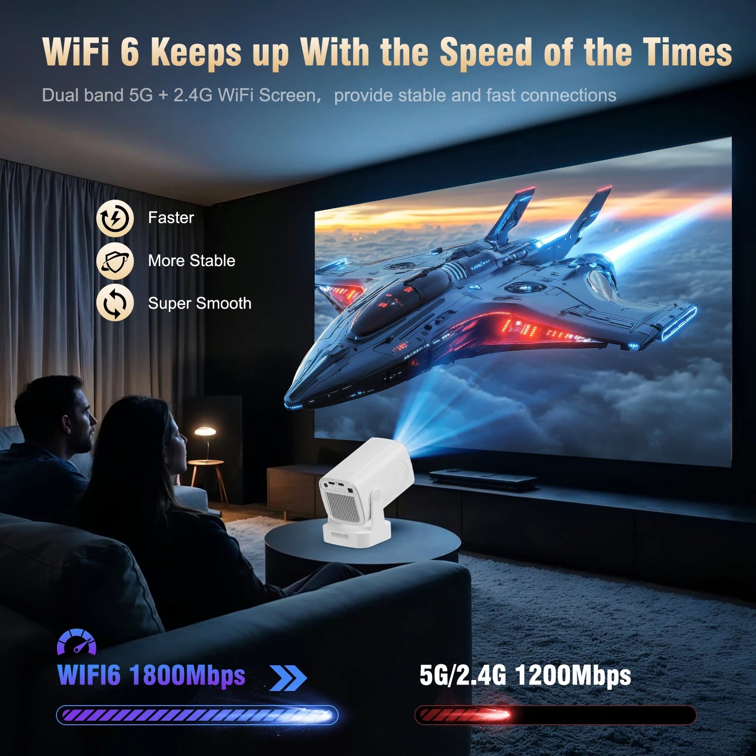 HY310 Smart Projector | 4K Clarity, Auto Focus, Big Sound