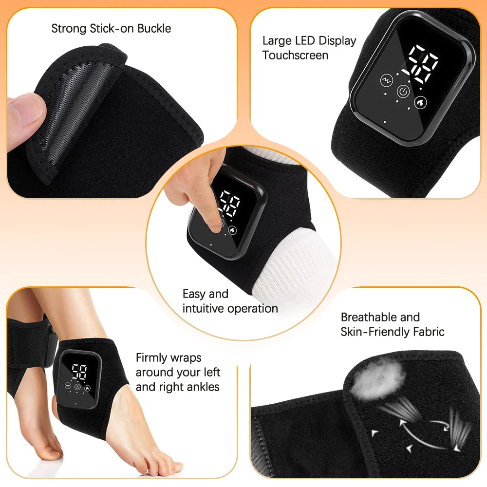 🔥 Heated Ankle Massager Wrap – Vibration & Heat Therapy for Pain Relief