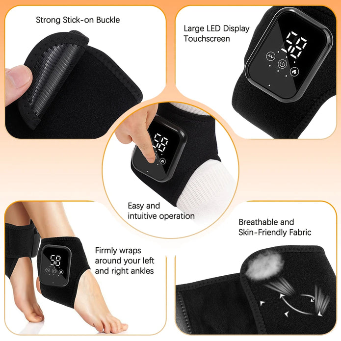 🔥 Heated Ankle Massager Wrap – Vibration & Heat Therapy for Pain Relief