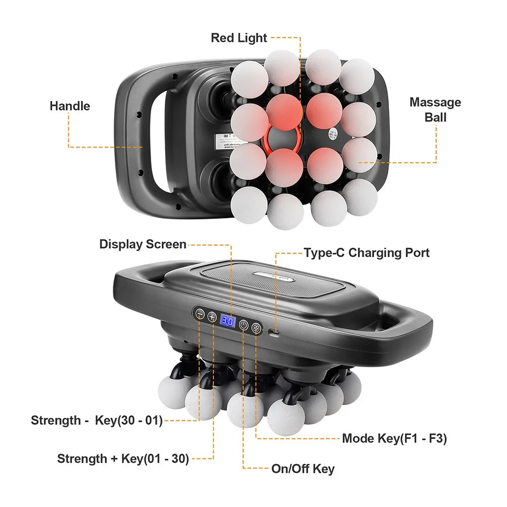 PowerPro 16-Head Deep Tissue Massage Gun – Full Body Pain Relief & Muscle Recovery