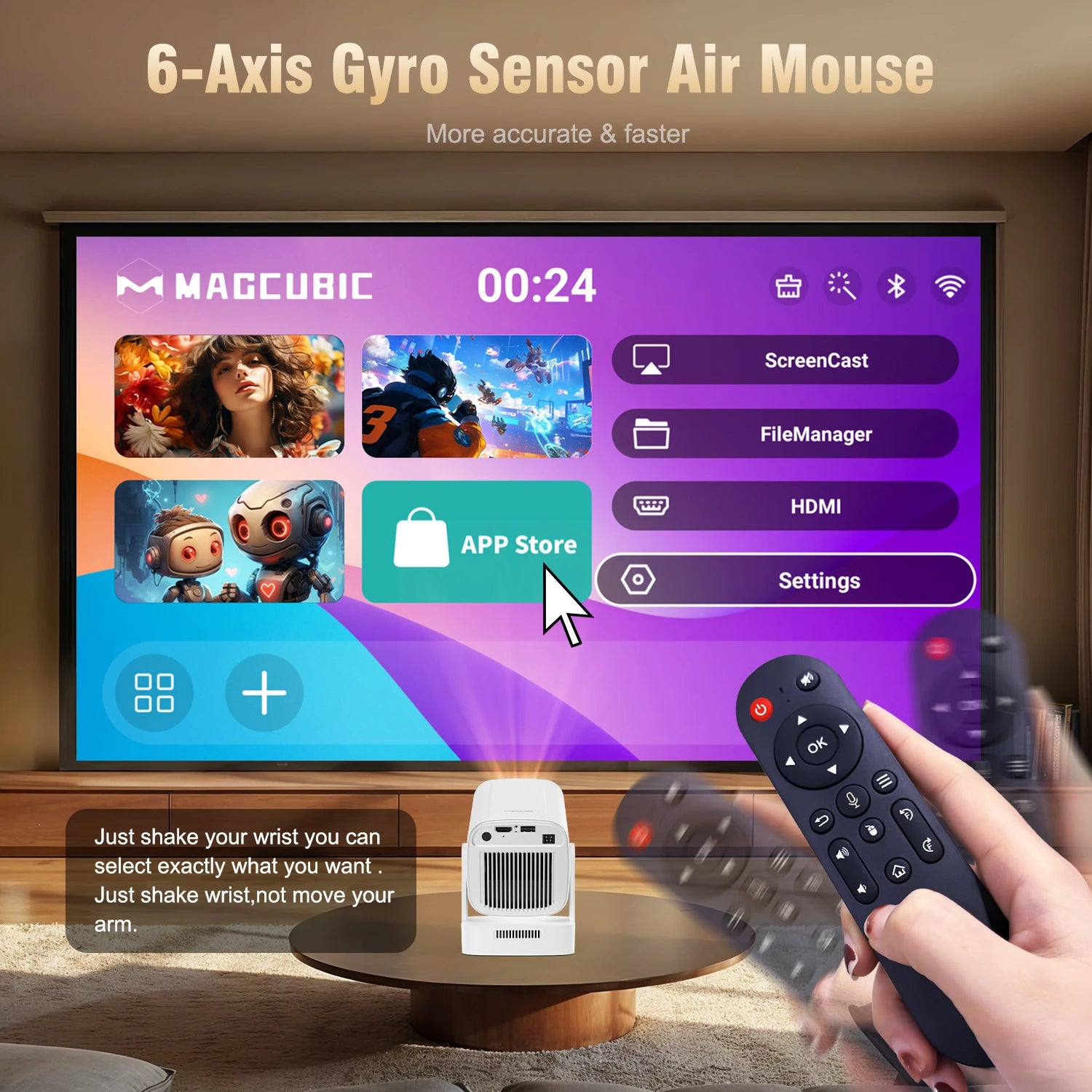 HY310 Smart Projector | 4K Clarity, Auto Focus, Big Sound